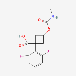 molecular formula C13H13F2NO4 B13204082 (1S,3s)-1-(2,6-difluorophenyl)-3-[(methylcarbamoyl)oxy]cyclobutane-1-carboxylic acid 