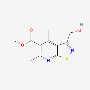 molecular formula C11H12N2O3S B13204146 Methyl 3-(hydroxymethyl)-4,6-dimethyl-[1,2]thiazolo[5,4-b]pyridine-5-carboxylate 