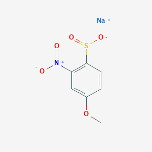molecular formula C7H6NNaO5S B13204152 Sodium 4-methoxy-2-nitrobenzene-1-sulfinate 