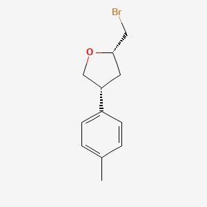 molecular formula C12H15BrO B13204271 (2S,4R)-2-(Bromomethyl)-4-(4-methylphenyl)oxolane 