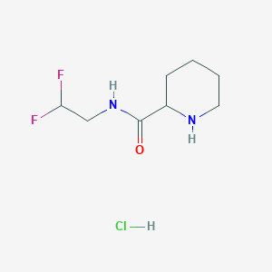 molecular formula C8H15ClF2N2O B13204320 N-(2,2-difluoroethyl)piperidine-2-carboxamide hydrochloride 
