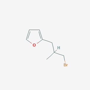 molecular formula C8H11BrO B13204323 2-(3-Bromo-2-methylpropyl)furan 