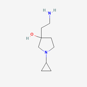 molecular formula C9H18N2O B13204430 3-(2-Aminoethyl)-1-cyclopropylpyrrolidin-3-ol 