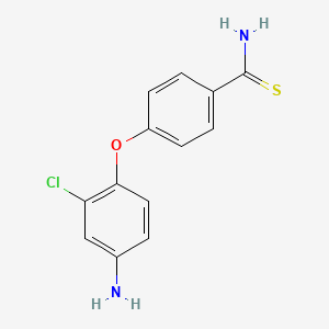 molecular formula C13H11ClN2OS B13204437 4-(4-Amino-2-chlorophenoxy)benzene-1-carbothioamide 