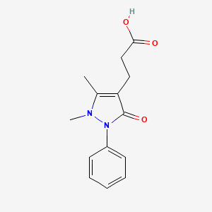 molecular formula C14H16N2O3 B13204450 3-(1,5-Dimethyl-3-oxo-2-phenyl-2,3-dihydro-1H-pyrazol-4-yl)propanoic acid 