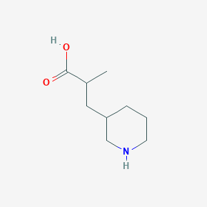 molecular formula C9H17NO2 B13204460 2-Methyl-3-(piperidin-3-yl)propanoic acid 