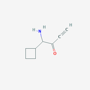 molecular formula C8H11NO B13204474 1-Amino-1-cyclobutylbut-3-yn-2-one 
