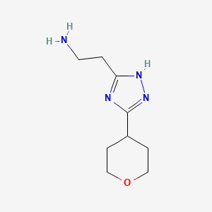 molecular formula C9H16N4O B13204499 2-[5-(oxan-4-yl)-4H-1,2,4-triazol-3-yl]ethan-1-amine 
