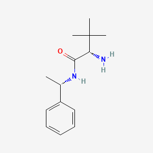 molecular formula C14H22N2O B13204519 (2S)-2-Amino-3,3-dimethyl-N-[(1S)-1-phenylethyl]butanamide 