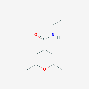 molecular formula C10H19NO2 B13204574 N-Ethyl-2,6-dimethyloxane-4-carboxamide 