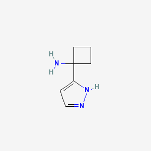molecular formula C7H11N3 B13204590 1-(1H-Pyrazol-3-yl)cyclobutan-1-amine 