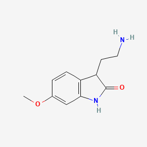molecular formula C11H14N2O2 B13204629 3-(2-Aminoethyl)-6-methoxy-2,3-dihydro-1H-indol-2-one 