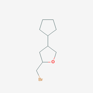 molecular formula C10H17BrO B13204680 2-(Bromomethyl)-4-cyclopentyloxolane 