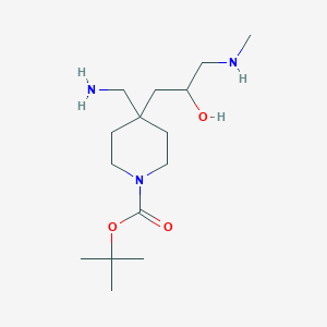 molecular formula C15H31N3O3 B13204714 tert-Butyl 4-(aminomethyl)-4-[2-hydroxy-3-(methylamino)propyl]piperidine-1-carboxylate 
