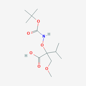 molecular formula C12H23NO6 B13204746 2-({[(Tert-butoxy)carbonyl]amino}oxy)-2-(methoxymethyl)-3-methylbutanoic acid 
