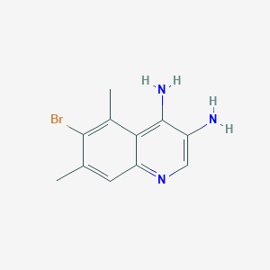 molecular formula C11H12BrN3 B13204793 6-Bromo-5,7-dimethylquinoline-3,4-diamine 