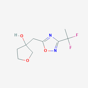 molecular formula C9H12F2N2O3 B13204805 3-{[3-(1,1-Difluoroethyl)-1,2,4-oxadiazol-5-yl]methyl}oxolan-3-ol 