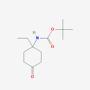 molecular formula C13H23NO3 B13204827 4-N-Boc-amino-4-ethylcyclohexanone 