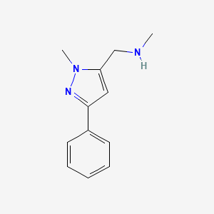 molecular formula C12H15N3 B1320484 N-methyl-1-(1-methyl-3-phenyl-1H-pyrazol-5-yl)methanamine CAS No. 864068-98-4