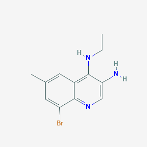 molecular formula C12H14BrN3 B13204869 8-Bromo-N4-ethyl-6-methylquinoline-3,4-diamine 