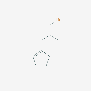 molecular formula C9H15Br B13204893 1-(3-Bromo-2-methylpropyl)cyclopent-1-ene 