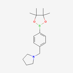 molecular formula C17H26BNO2 B1320493 1-(4-(4,4,5,5-Tetramethyl-1,3,2-dioxaborolan-2-yl)benzyl)pyrrolidine CAS No. 884507-39-5
