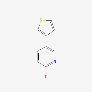 molecular formula C9H6FNS B13204949 2-Fluoro-5-thiophen-3-yl-pyridine 