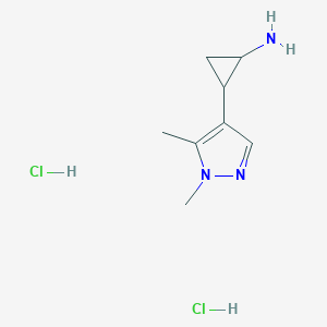 molecular formula C8H15Cl2N3 B13204961 2-(1,5-Dimethyl-1H-pyrazol-4-yl)cyclopropan-1-amine dihydrochloride 