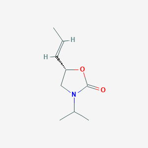 molecular formula C9H15NO2 B132050 2-Oxazolidinone,3-(1-methylethyl)-5-(1-propenyl)-,[S-(E)]-(9CI) CAS No. 154475-75-9