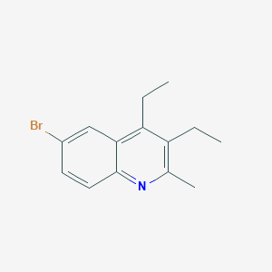 molecular formula C14H16BrN B13205074 6-Bromo-3,4-diethyl-2-methylquinoline 