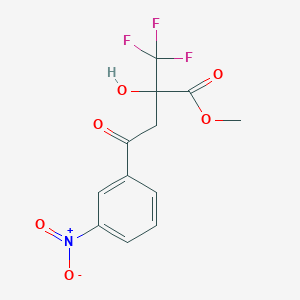 molecular formula C12H10F3NO6 B13205105 Methyl 2-hydroxy-4-(3-nitrophenyl)-4-oxo-2-(trifluoromethyl)butanoate 