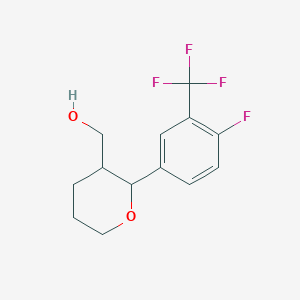 molecular formula C13H14F4O2 B13205188 {2-[4-Fluoro-3-(trifluoromethyl)phenyl]oxan-3-yl}methanol 