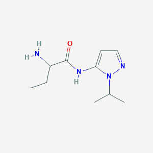 molecular formula C10H18N4O B13205215 2-Amino-N-[1-(propan-2-yl)-1H-pyrazol-5-yl]butanamide 
