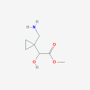 molecular formula C7H13NO3 B13205250 Methyl 2-[1-(aminomethyl)cyclopropyl]-2-hydroxyacetate 