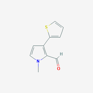 molecular formula C10H9NOS B13205325 1-Methyl-3-(thiophen-2-yl)-1H-pyrrole-2-carbaldehyde 