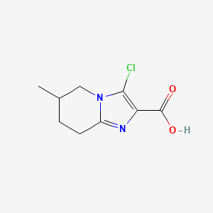 molecular formula C9H11ClN2O2 B13205331 3-chloro-6-methyl-5H,6H,7H,8H-imidazo[1,2-a]pyridine-2-carboxylic acid 