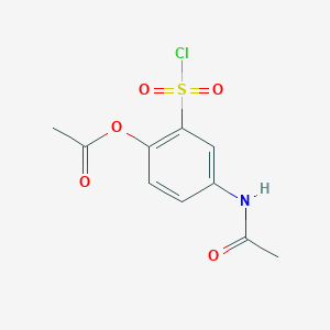 molecular formula C10H10ClNO5S B13205412 2-(Chlorosulfonyl)-4-acetamidophenyl acetate 