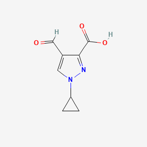 molecular formula C8H8N2O3 B13205464 1-Cyclopropyl-4-formyl-1H-pyrazole-3-carboxylic acid 