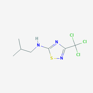 molecular formula C7H10Cl3N3S B13205533 N-(2-Methylpropyl)-3-(trichloromethyl)-1,2,4-thiadiazol-5-amine 