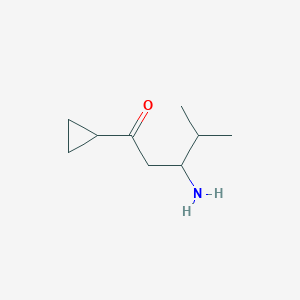 molecular formula C9H17NO B13205579 3-Amino-1-cyclopropyl-4-methylpentan-1-one 