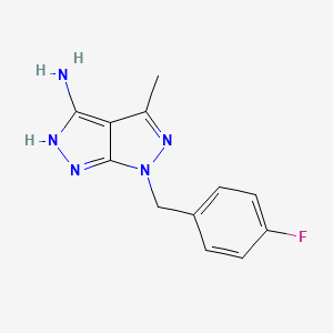 molecular formula C12H12FN5 B13205584 6-[(4-fluorophenyl)methyl]-4-methyl-1H,6H-[1,2]diazolo[3,4-c]pyrazol-3-amine 