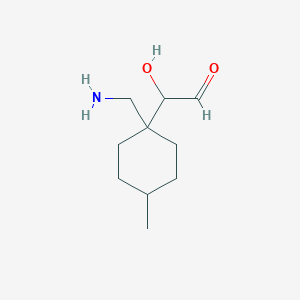 molecular formula C10H19NO2 B13205603 2-[1-(Aminomethyl)-4-methylcyclohexyl]-2-hydroxyacetaldehyde 