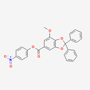 molecular formula C27H19NO7 B1320561 4-Nitrophenyl 7-methoxy-2,2-diphenyl-1,3-benzodioxole-5-carboxylate CAS No. 30263-88-8