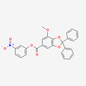 molecular formula C27H19NO7 B1320562 3-硝基苯基 7-甲氧基-2,2-二苯基-1,3-苯并二氧杂环-5-羧酸酯 CAS No. 30263-87-7