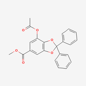 molecular formula C23H18O6 B1320564 Methyl 7-(acetyloxy)-2,2-diphenyl-1,3-benzodioxole-5-carboxylate CAS No. 886362-24-9