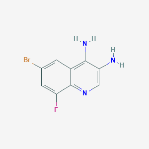 molecular formula C9H7BrFN3 B13205667 6-Bromo-8-fluoroquinoline-3,4-diamine 