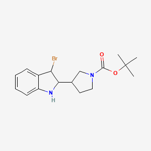 molecular formula C17H23BrN2O2 B13205699 tert-Butyl 3-(3-bromo-2,3-dihydro-1H-indol-2-yl)pyrrolidine-1-carboxylate 