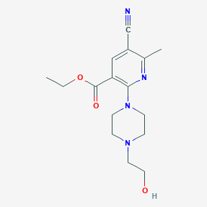 molecular formula C16H22N4O3 B1320573 Ethyl 5-cyano-2-[4-(2-hydroxyethyl)piperazino]-6-methylnicotinate CAS No. 924869-05-6