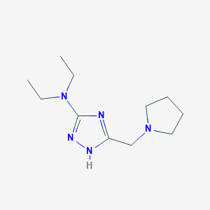 molecular formula C11H21N5 B13205782 N,N-Diethyl-5-[(pyrrolidin-1-yl)methyl]-1H-1,2,4-triazol-3-amine 