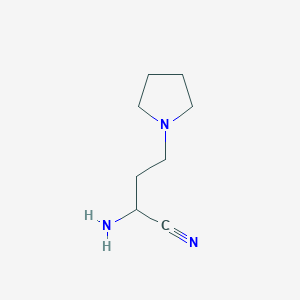 molecular formula C8H15N3 B13205790 2-Amino-4-(pyrrolidin-1-yl)butanenitrile 